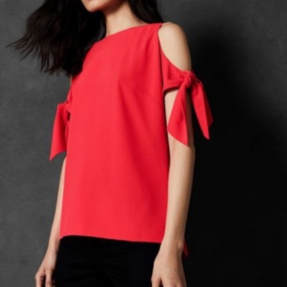 Ted Baker London Yaele Tie Sleeve Cold Shoulder Top Red Size Ted 2/US 6